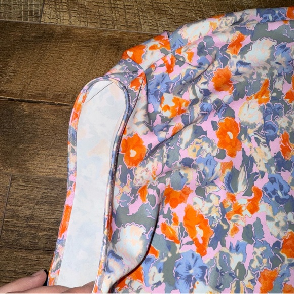 NEW Open Edit Asymmetrical Off-Shoulder Blouse in Pink Sky Floral - Picture 9 of 16